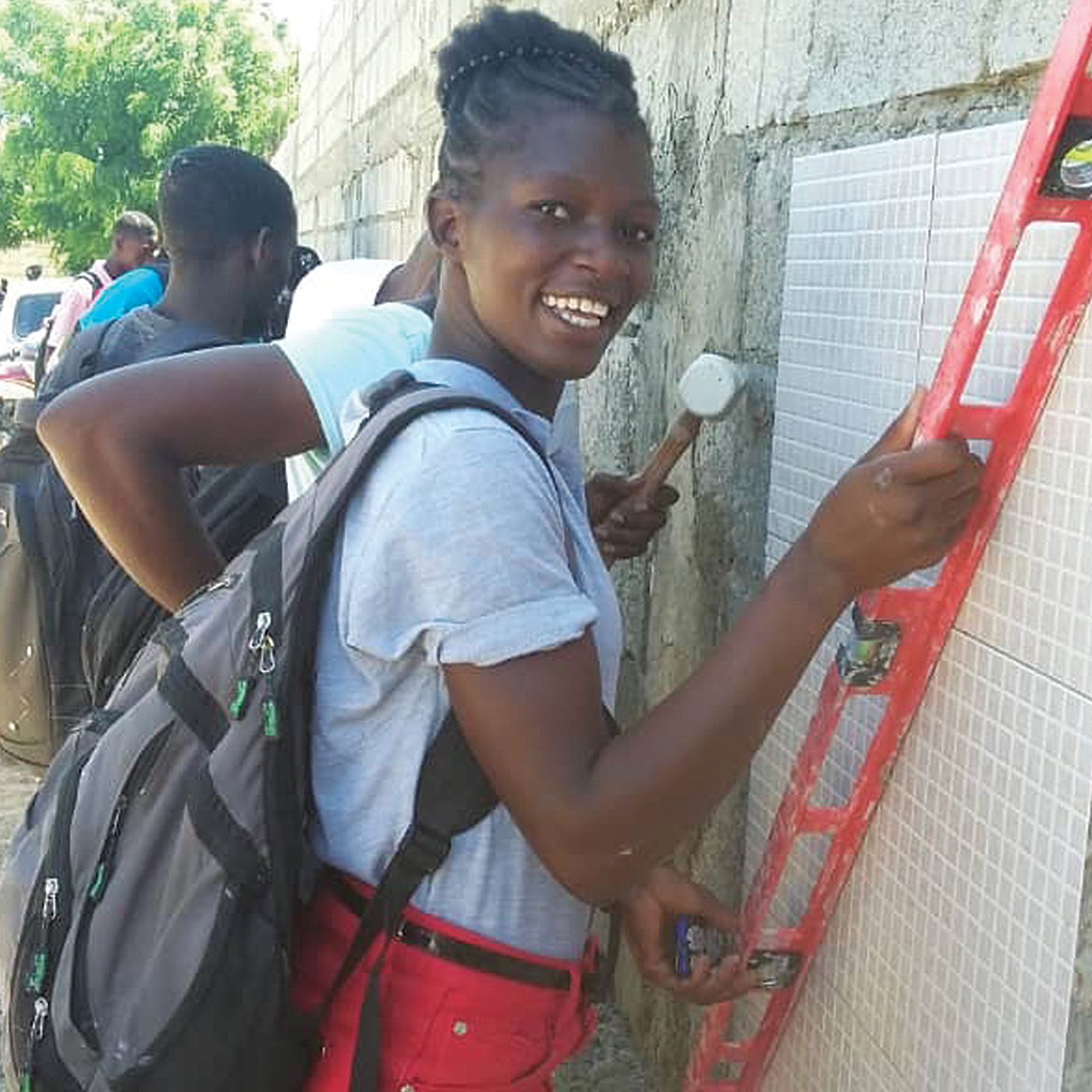 Girl in tiling class